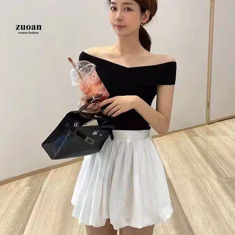 SUXI Áo Sơ Mi Trễ Vai Dáng Ôm Màu Trơn Thời Trang Dành Cho Nữ