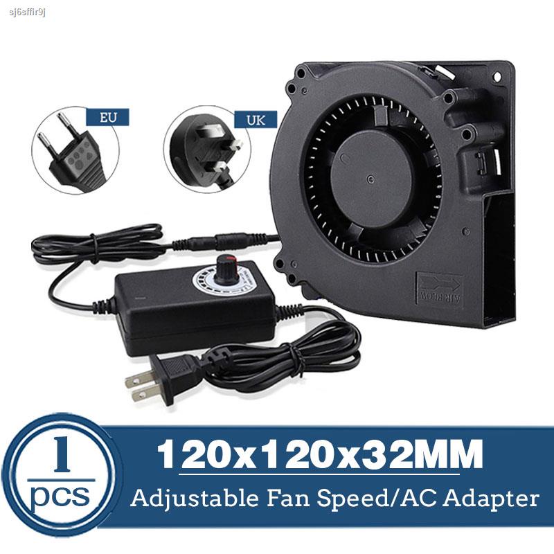 vfp✳Quạt thổi Turbo 120MM Đầu nối 12V DC Nữ 12cm 120x120x32mm Quạt làm mát ly tâm 12032 w / Bộ chuyển đổi nguồn AC 100V