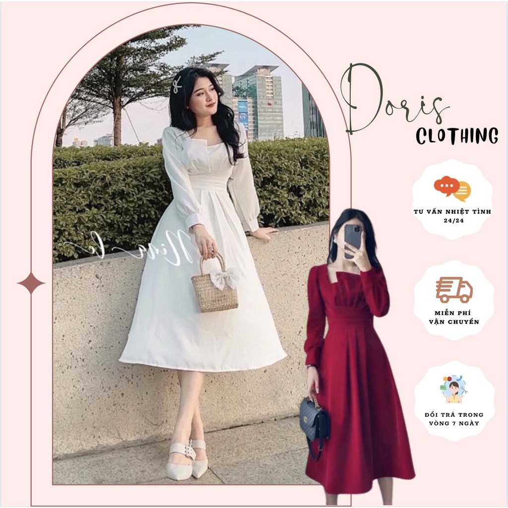 váy trắng tiểu thư dự tiệc dáng dài sang chảnh-Hàng cao cấp-váy đỏ mặc tết siêu xinh đầm đỏ nữ đẹp