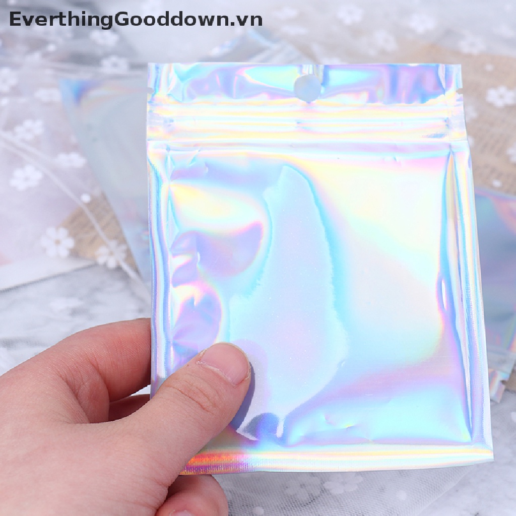 Everthinggooddown 100 Túi Giấy Nhôm Trong Suốt Có Khóa Kéo Tự Đóng Gói