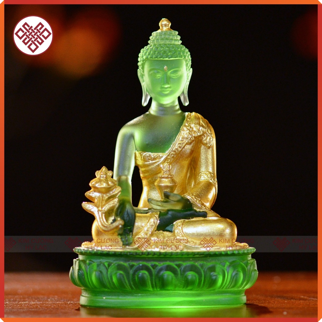 Tượng  Phật Dược Sư Lưu Ly Mật Tông [Kim Cương Hỷ Lạc]  Màu Xanh Lá