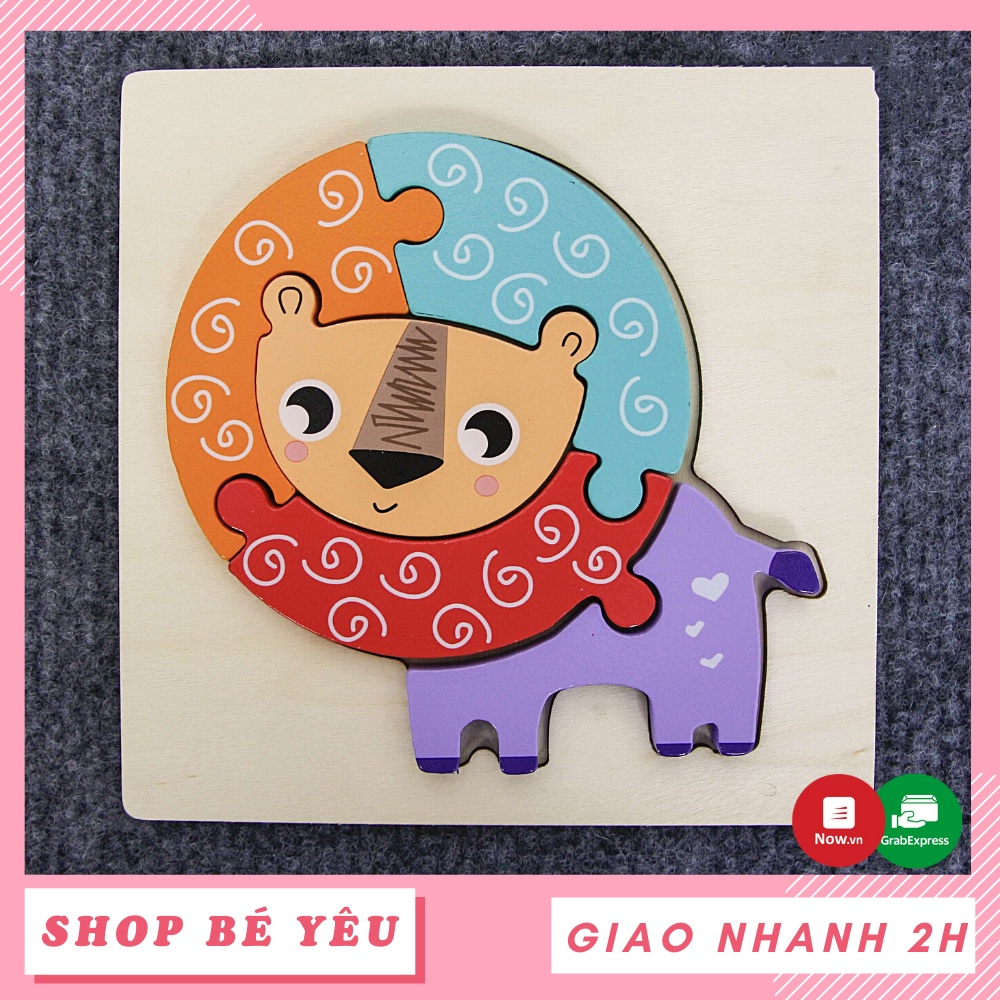 Bộ tranh xếp hình  𝑭𝒓𝒆𝒆𝒔𝒉𝒊𝒑  Đồ chơi ghép hình gỗ nổi 3D bằng gỗ thông minh giáo dục mẫu sư tử Toys House