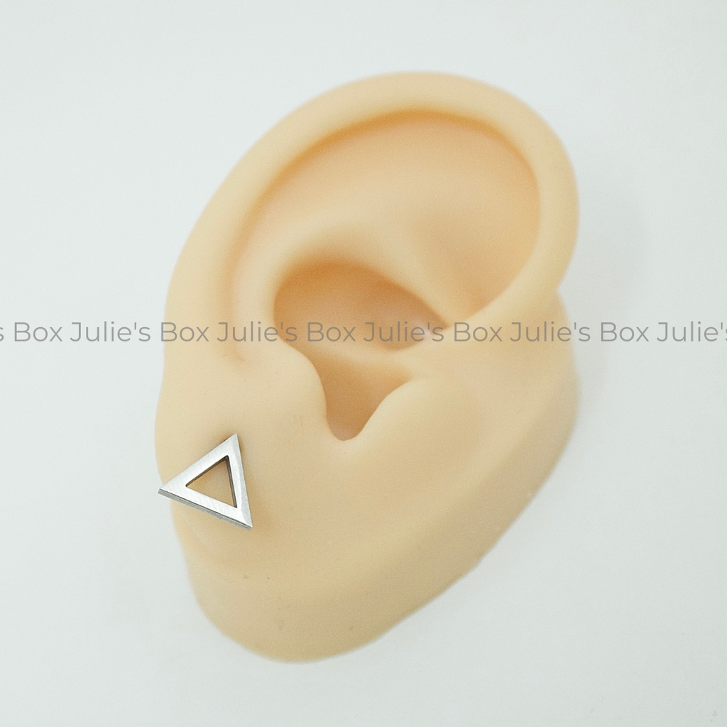 [1 Chiếc] Khuyên Tai Hình Học Tam Giác Vuông Tròn Rỗng Size Lớn Unisex Titan Không Đen Không Ngứa julies box 66