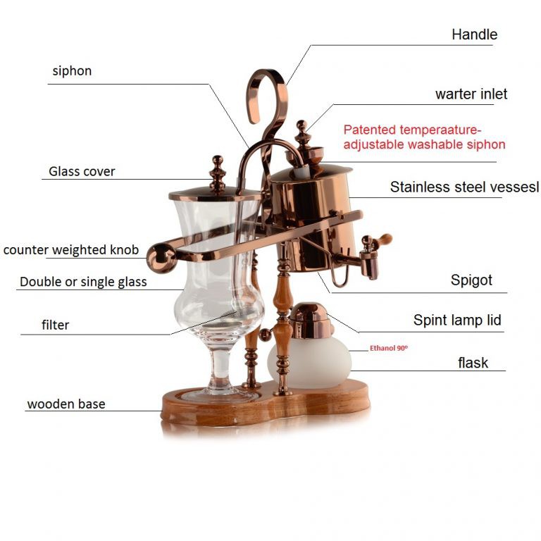 BỘ SYPHON BALANCE COFFEE MAKER, BARCAFE BELGIUM COFFEE ROSE GOLD QF-T4001