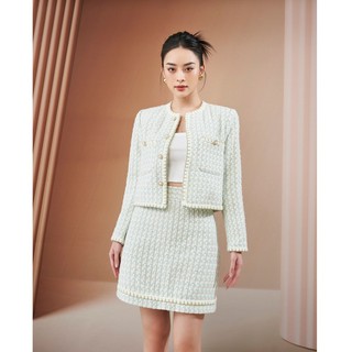 Mollynista - áo khoác tweed cindy xanh
