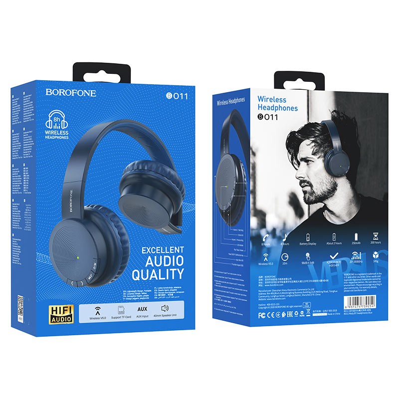 CHÍNH HÃNG Tai Nghe chụp hỗ trợ khe cắm thẻ nhớ, Bluetooth BO11 Borofone