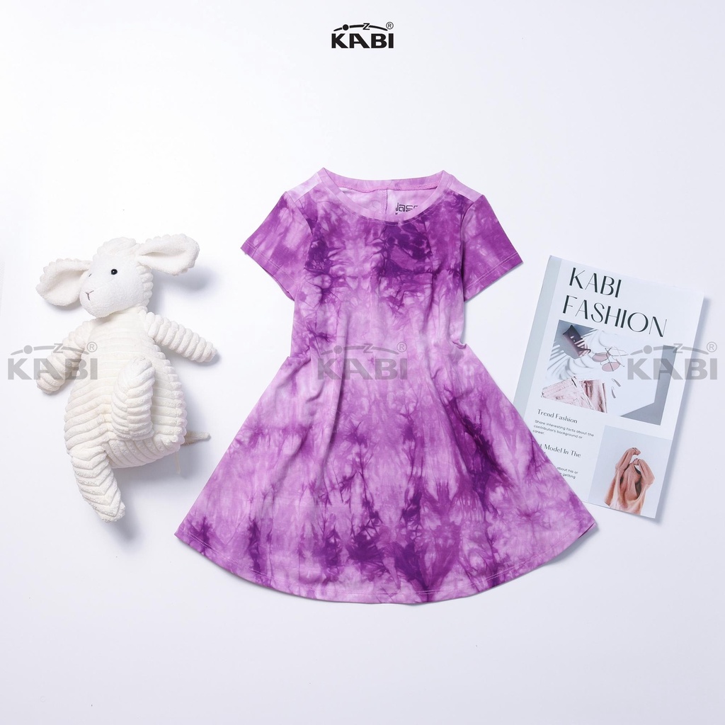 Đầm bé gái KABI đầm loang thun cotton tay ngắn cổ tròn thoáng mát dễ thương