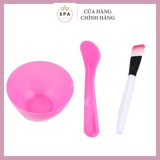 Dụng cụ đắp mặt nạ 3in1 Chổi Bát Thìa Màu Hồng