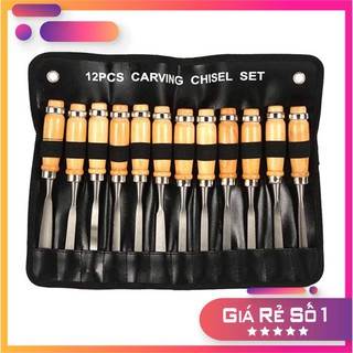 Bộ 12 dao đục, tiện, khắc gỗ bản to cao cấp