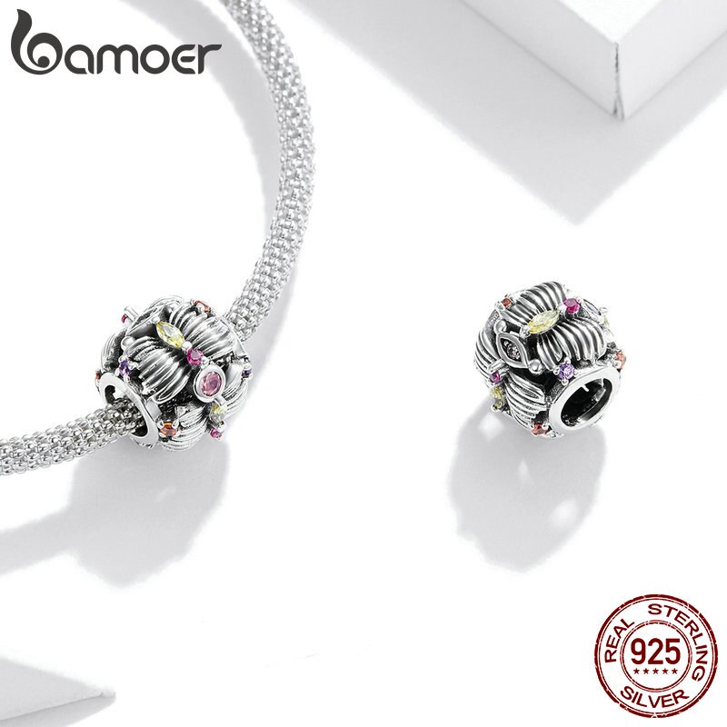 Hạt Charm Bamoer SCC1684 Bằng Bạc 925 Thật Hình Hoa Nở Dùng Cho Vòng Tay Tự Làm