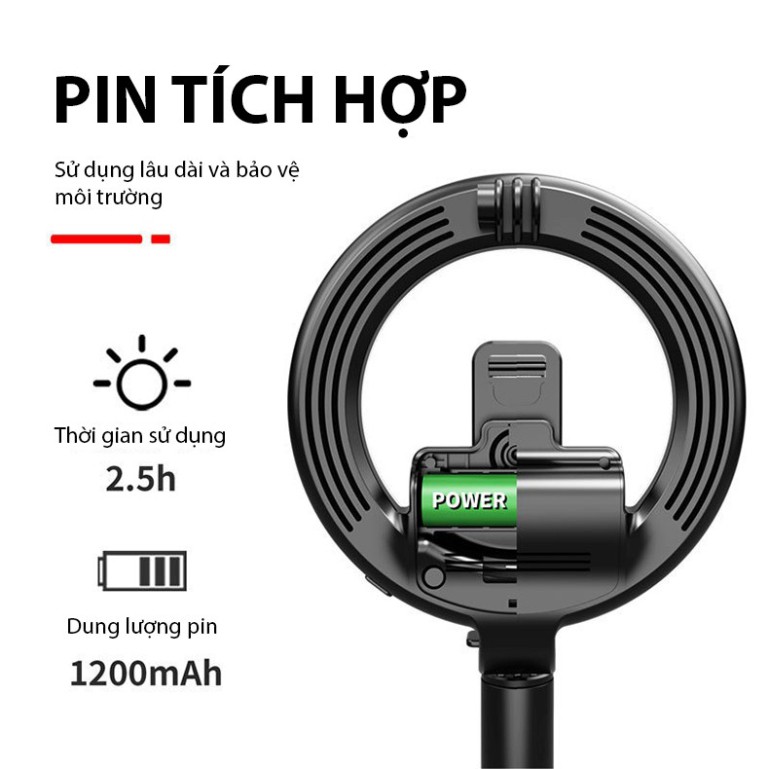 Gậy selfie L07 kiêm giá đỡ hỗ trợ Live stream tích hợp vòng đèn Led rực rỡ | BigBuy360 - bigbuy360.vn