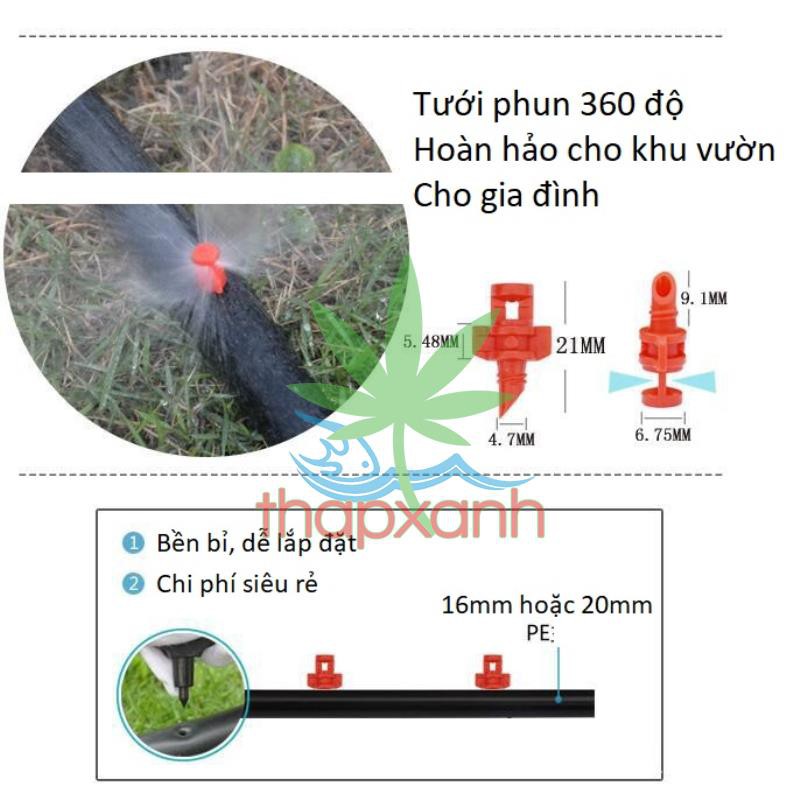 Bộ 50 Đầu tưới xòe 360° (Béc phun sương, phun mưa 360 độ), Béc bọ tưới phun mưa