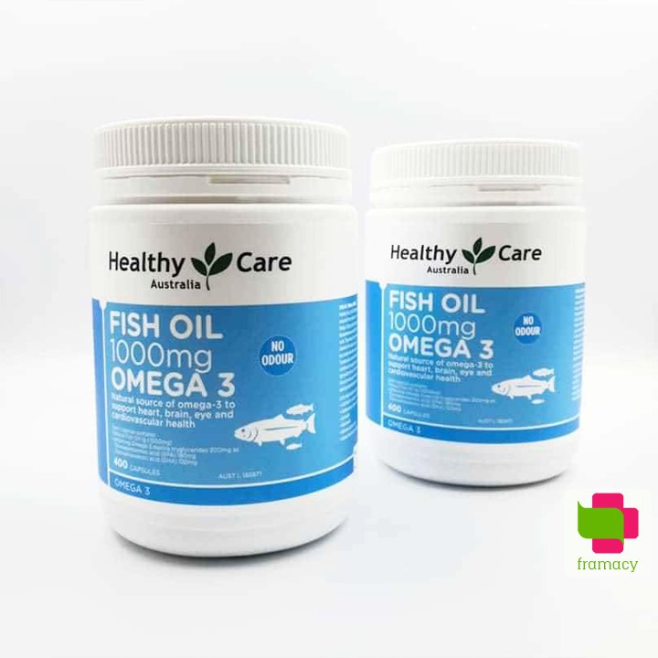 Dầu cá Healthy Care Fish Oil Omega 3 1000mg, Úc (400v) bổ sung DHA cho người từ 6 tuổi trở lên