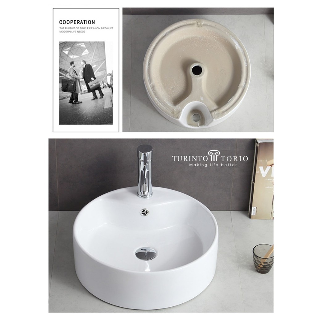 Lavabo sớ tròn men cao cấp