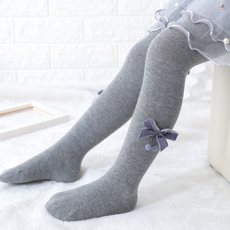 Vớ cotton cao cổ đính nơ đáng yêu dành cho bé gái