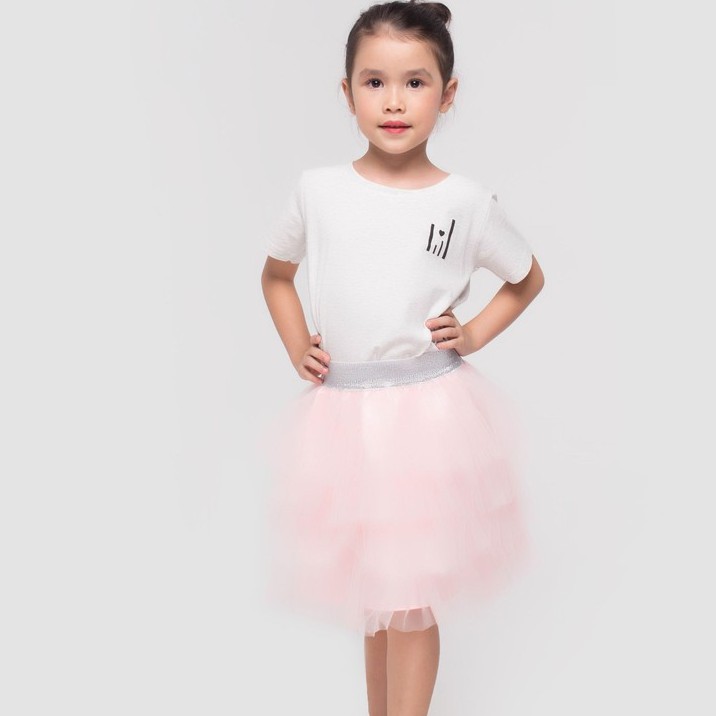 Chân váy lưới tầng hồng bé gái 30 kg để đi chơi VG015 - JADINY