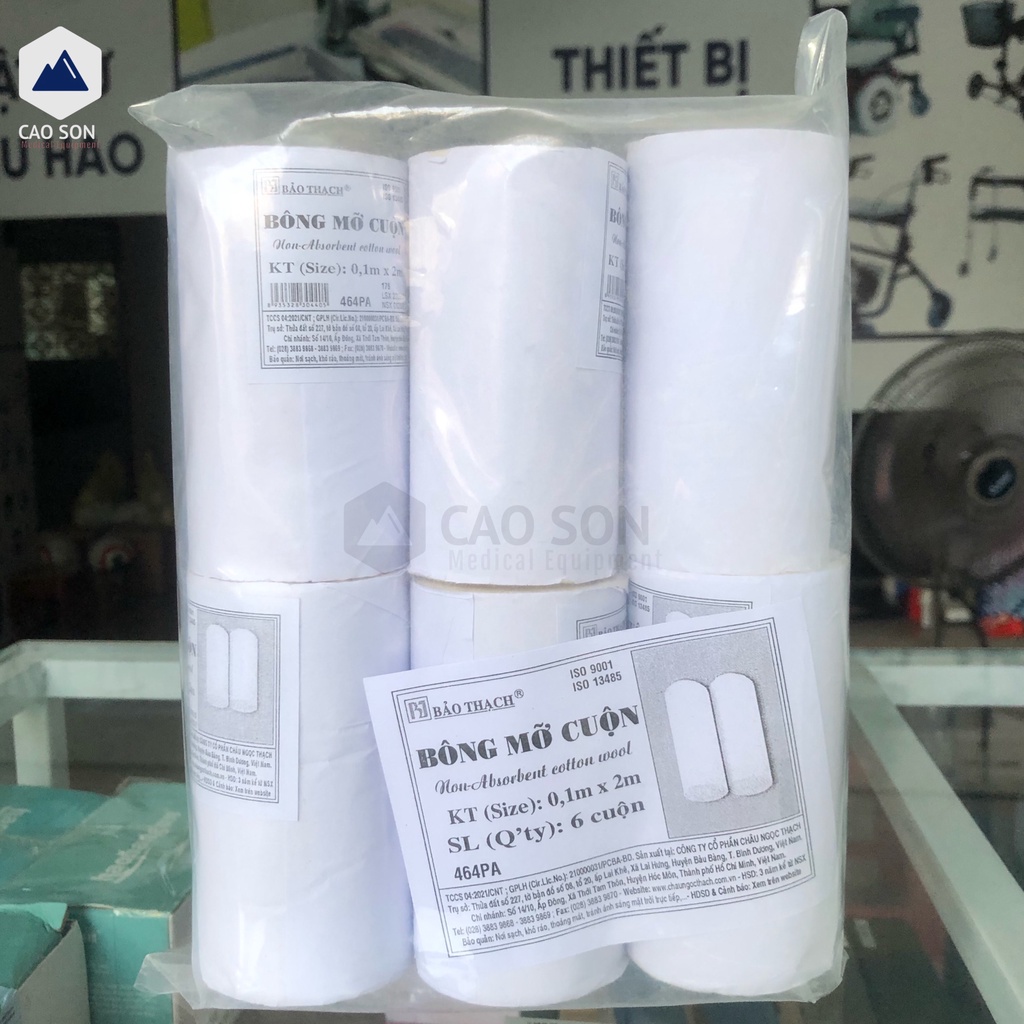 Bông mỡ cuộn dùng để lót khi bó bột tay, chân Bông mỡ y tế không thấm nước Bảo Thạch 0.1m x 2m
