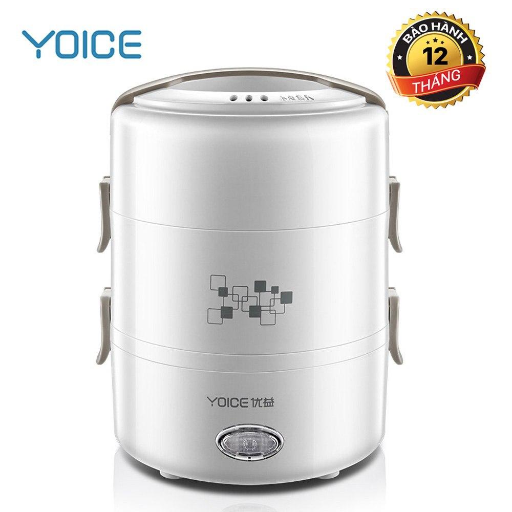 Hộp cơm cắm điện, hâm nóng Yoice trắng 3 tầng tiện lợi, hâm nóng đồ ăn như mới nấu