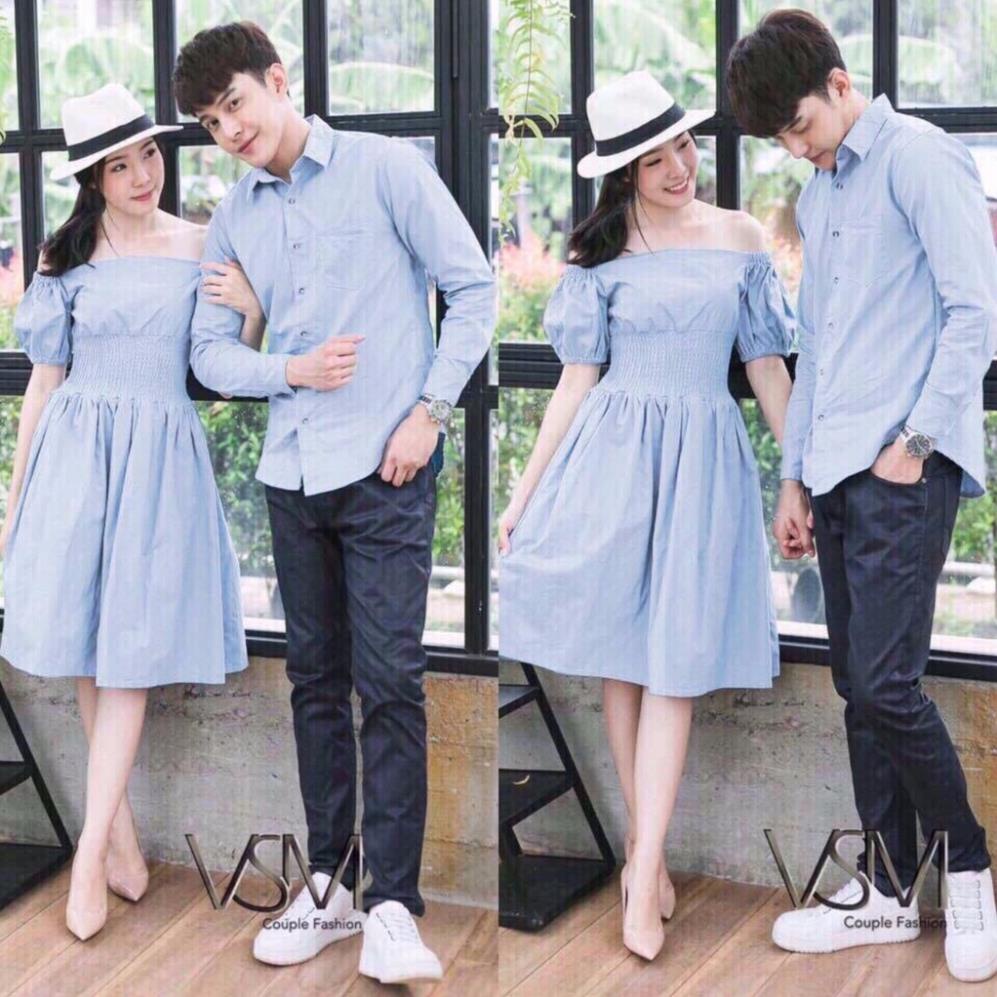 Áo đôi Váy sơ mi nam nữ Áo cặp đẹp chụp ảnh cưới đi biển AV05 LCA