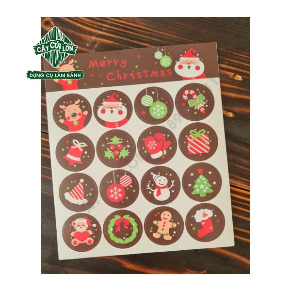 SET 5 TẤM TEM NOEL NỀN NÂU