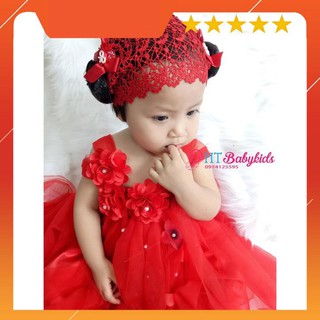 [ MẪU MỚI ] Băng Đô Tóc Giả Cho Bé Gái Ren Lưới Đỏ Đính Nơ [ CÓ ẢNH THẬT ]