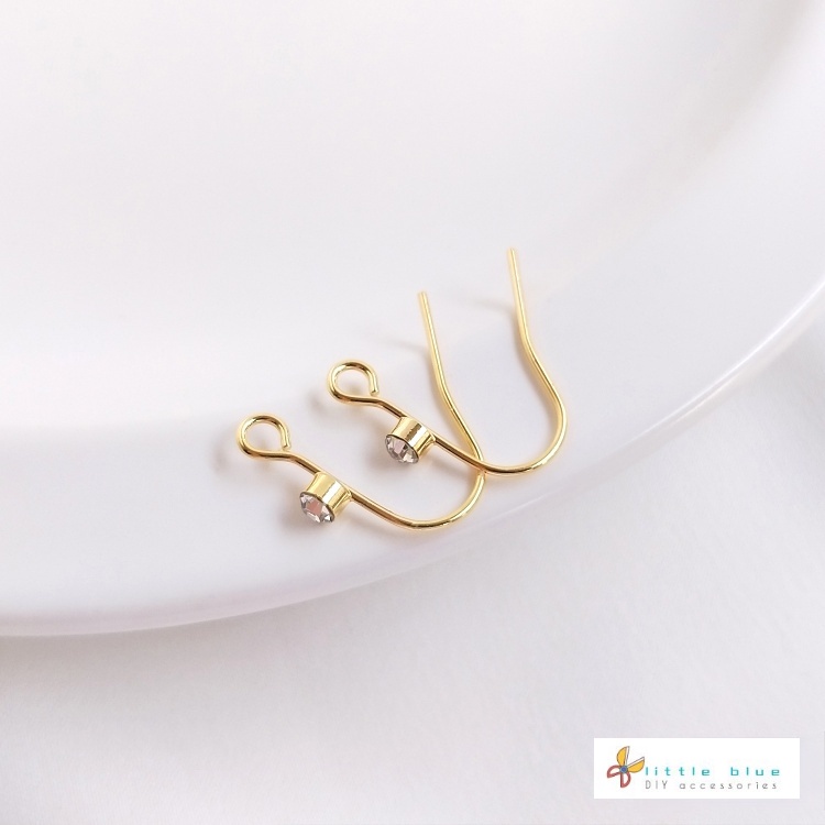 [Little Blu] Bông Tai Mạ Vàng 18K Đính Đá Zircon Kiểu Dáng Đơn Giản Thời Trang diy