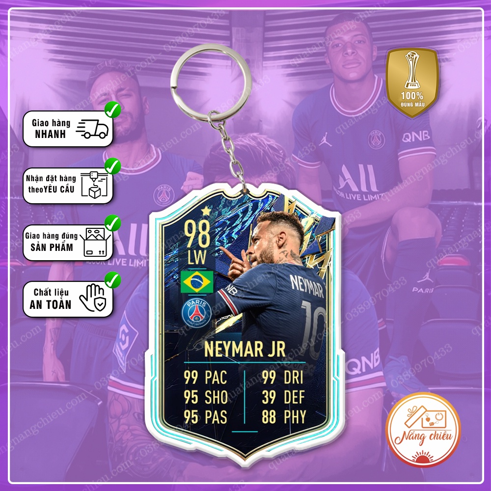 Móc khóa Neymar, thẻ cầu thủ bóng đá ☘️Quà Tặng Nắng Chiều☘️
