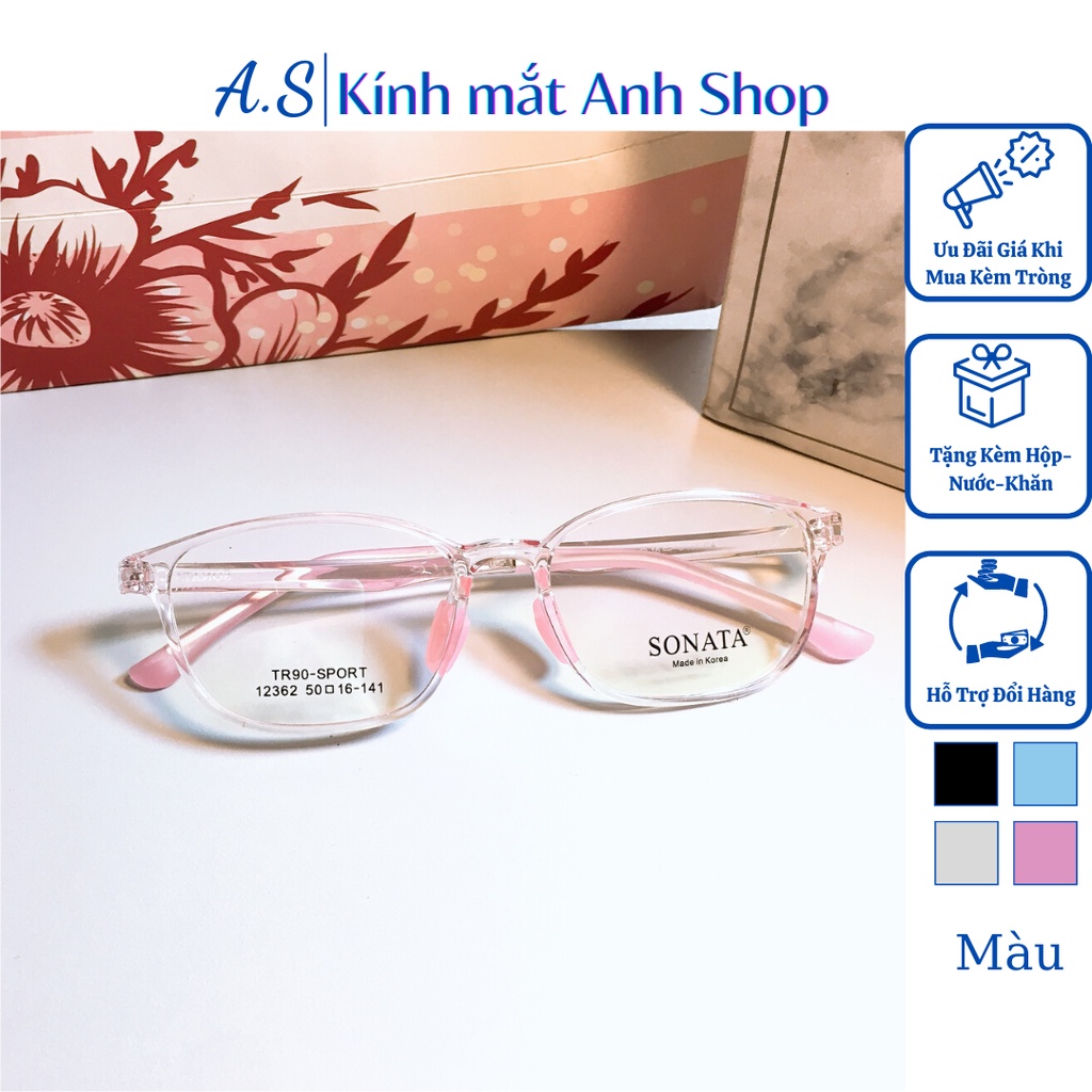Gọng kính nhỏ cho bạn mặt nhỏ, mũi thấp hoặc trẻ em chất liệu nhựa dẻo mã 12362A nhận cắt cận viễn loạn.