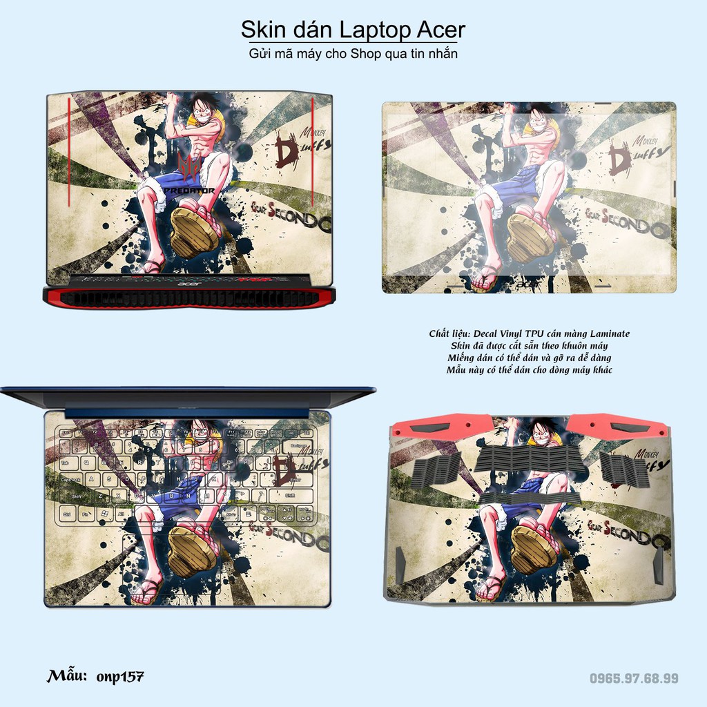 Skin dán Laptop Acer in hình One Piece nhiều mẫu 20 (inbox mã máy cho Shop)