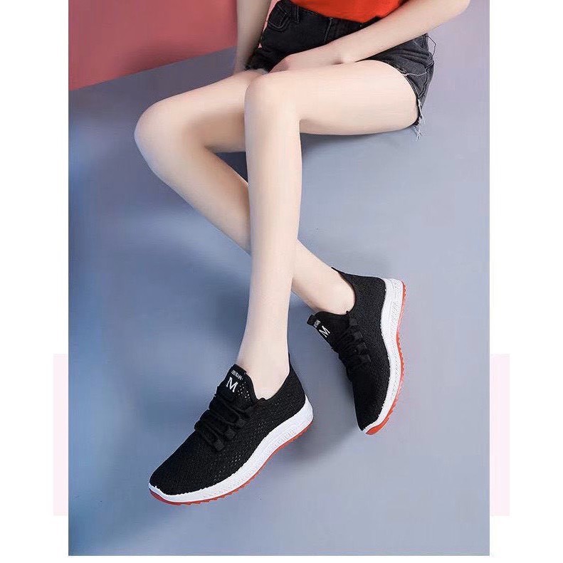 (Có 2 Màu) Giày nữ sneaker - chữ M Xuxi vải lưới thoáng khí