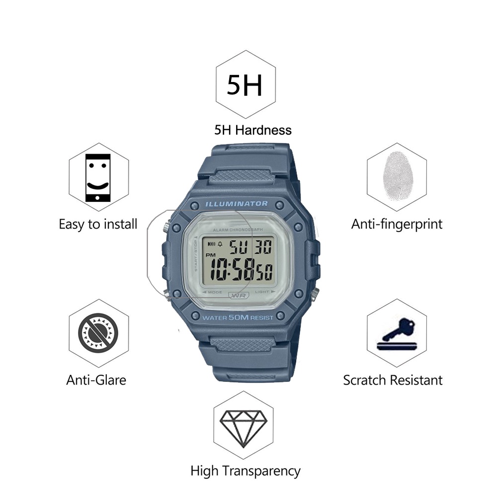 3 Bộ Phim Bảo Vệ PET Chống Cháy Nổ Cho Casio W-218HC W218HC 2AV 4A2V 8AV 4AV SmartWatch Phim Bảo Vệ Không Kính