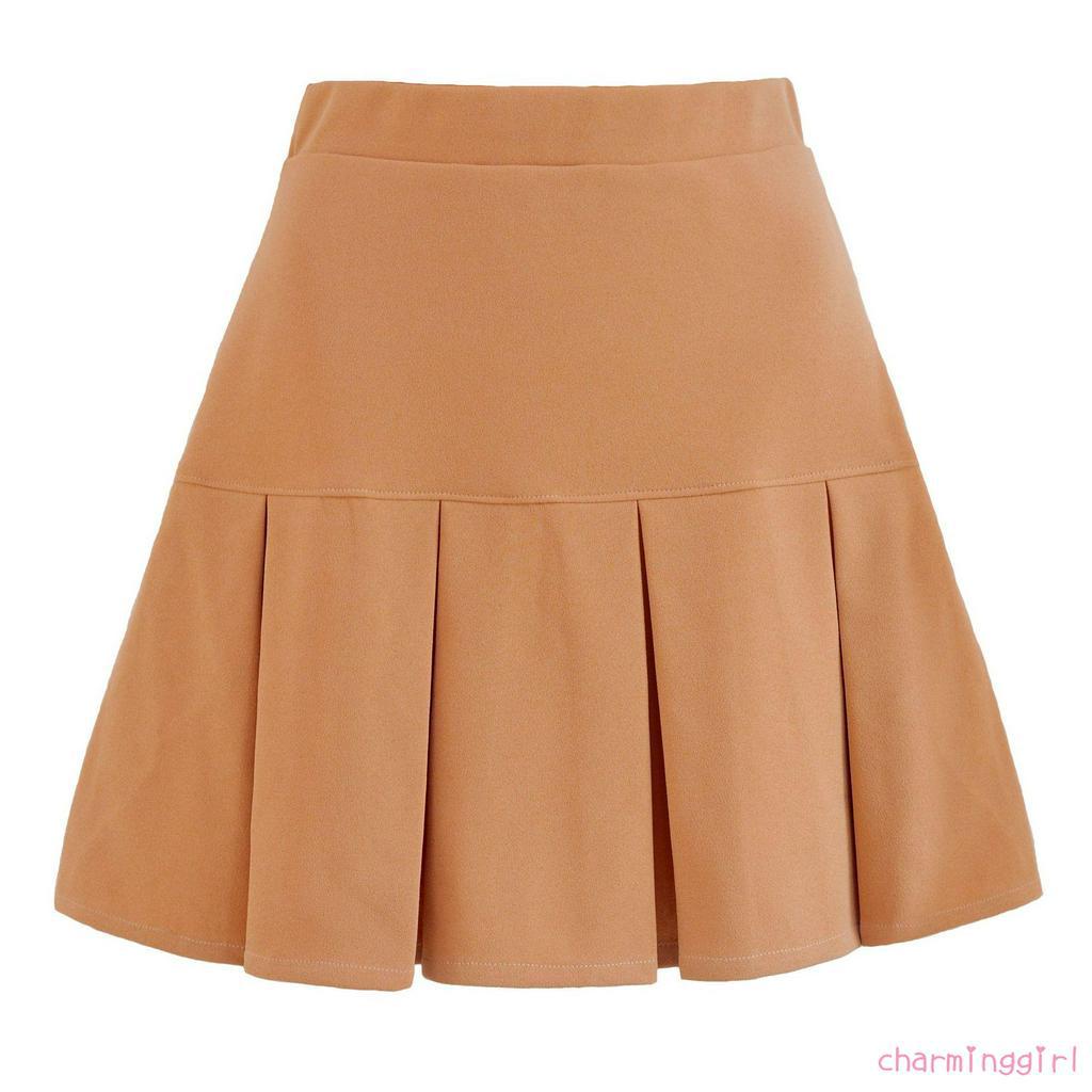 Chân Váy Chữ A Mini Lưng Thun Màu Trơn Thanh Lịch Cho Nữ
