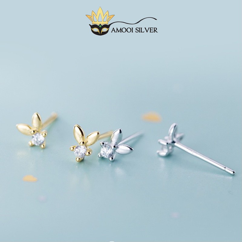 Bông tai bạc S925 đôi thỏ nhí - Amooi Silver AB168