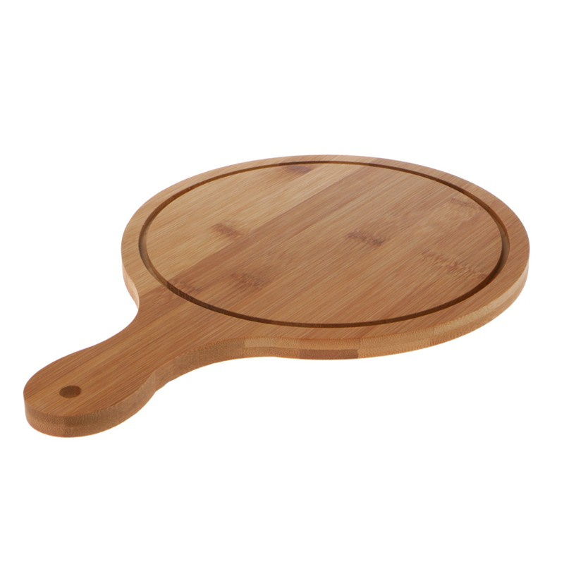 PRI* Durable Round Wooden Pizza Paddle Serving Board Making Peel Cutting Tray 4 Sizes