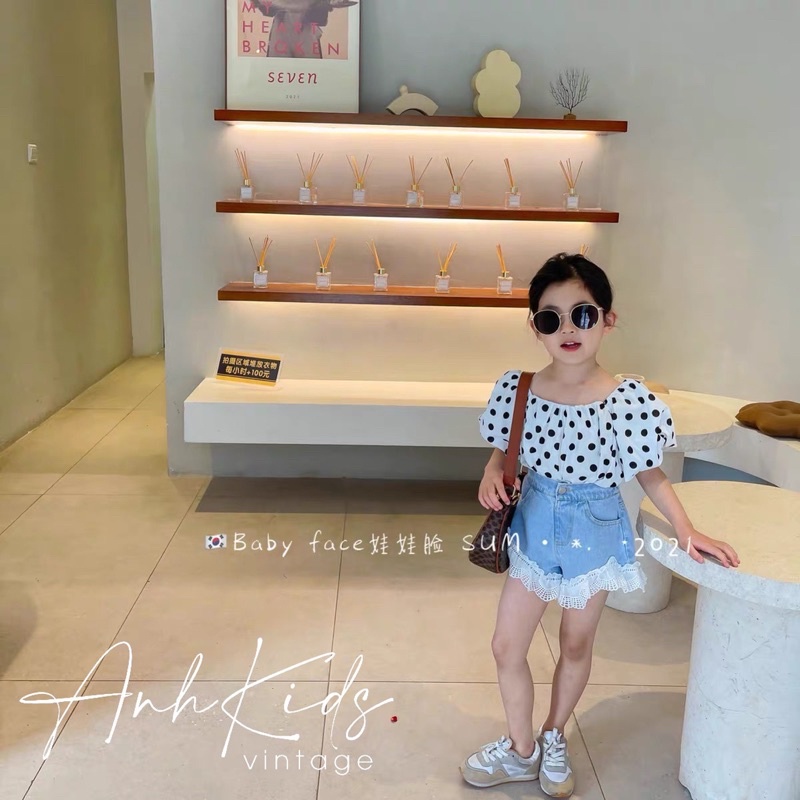 Xả Set áo bi quần sooc jean bé gái