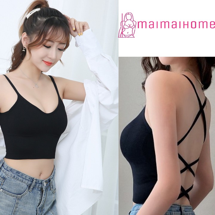 [Maimaihome] Áo thun bra 2 dây hở lưng  sang chảnh cực sexy