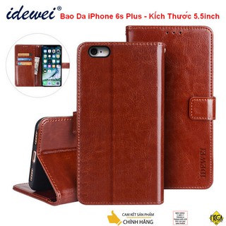 Bao Da iPhone 6s Plus – 5.5 inch – Bao da kiêm ví, đa năng, lắp gập nam châm hít - Chính hãng IDEWEI
