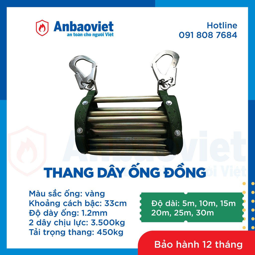 Thang dây thoát hiểm dài 10 mét ống đồng. Tiêu chuẩn TCVN về PCCC