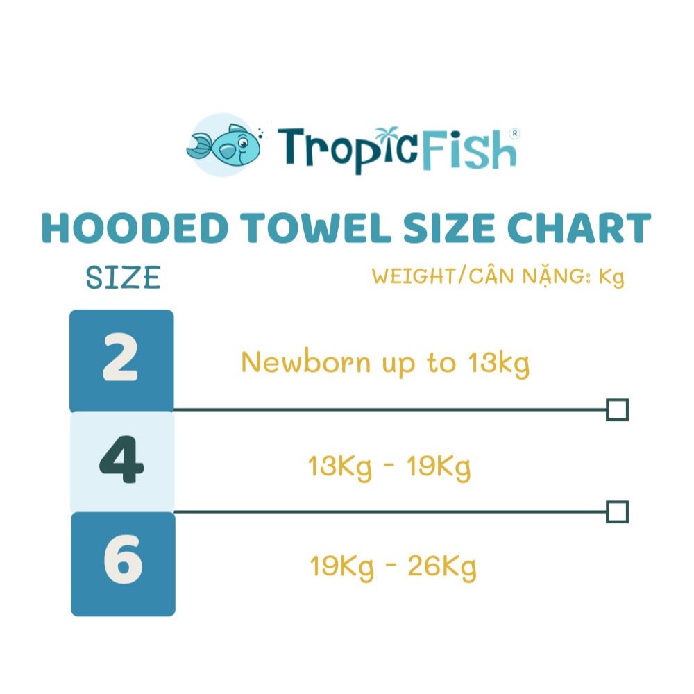 Áo choàng đi bơi giữ ấm cho bé - TropicFish Hooded Towel