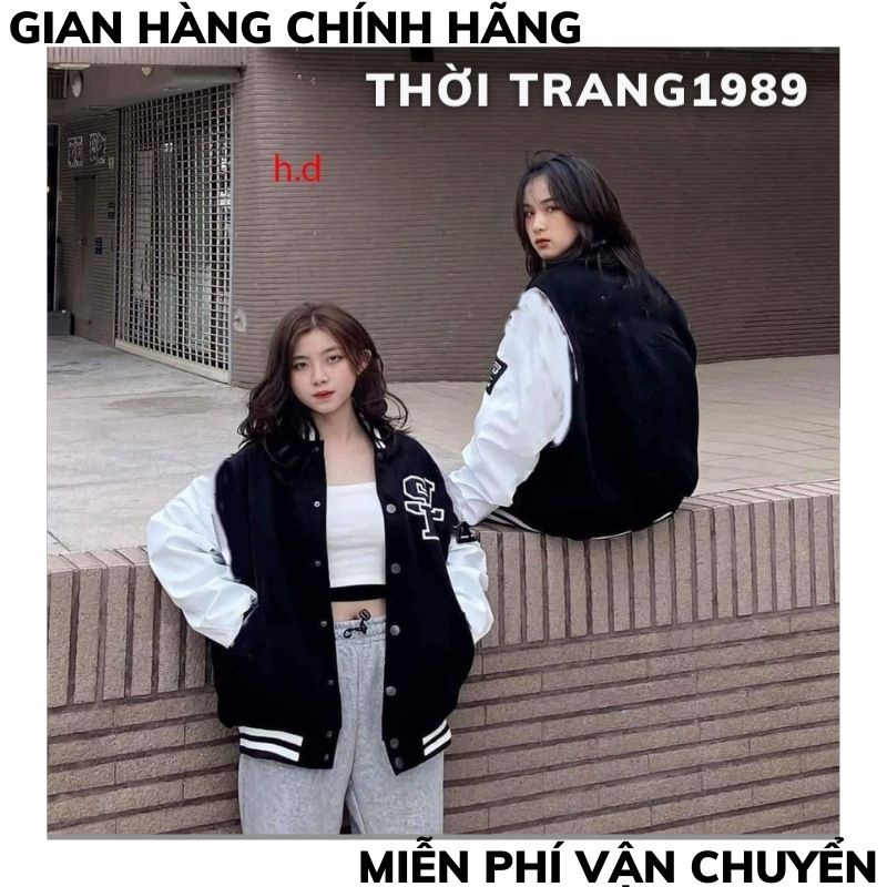 Áo Khoác Bomber Jacket Dù   Form Rộng Phối Chữ Nam Nữ Ullzang Unisex ,áo khoác hàn quóc THỜI TRANG 1989