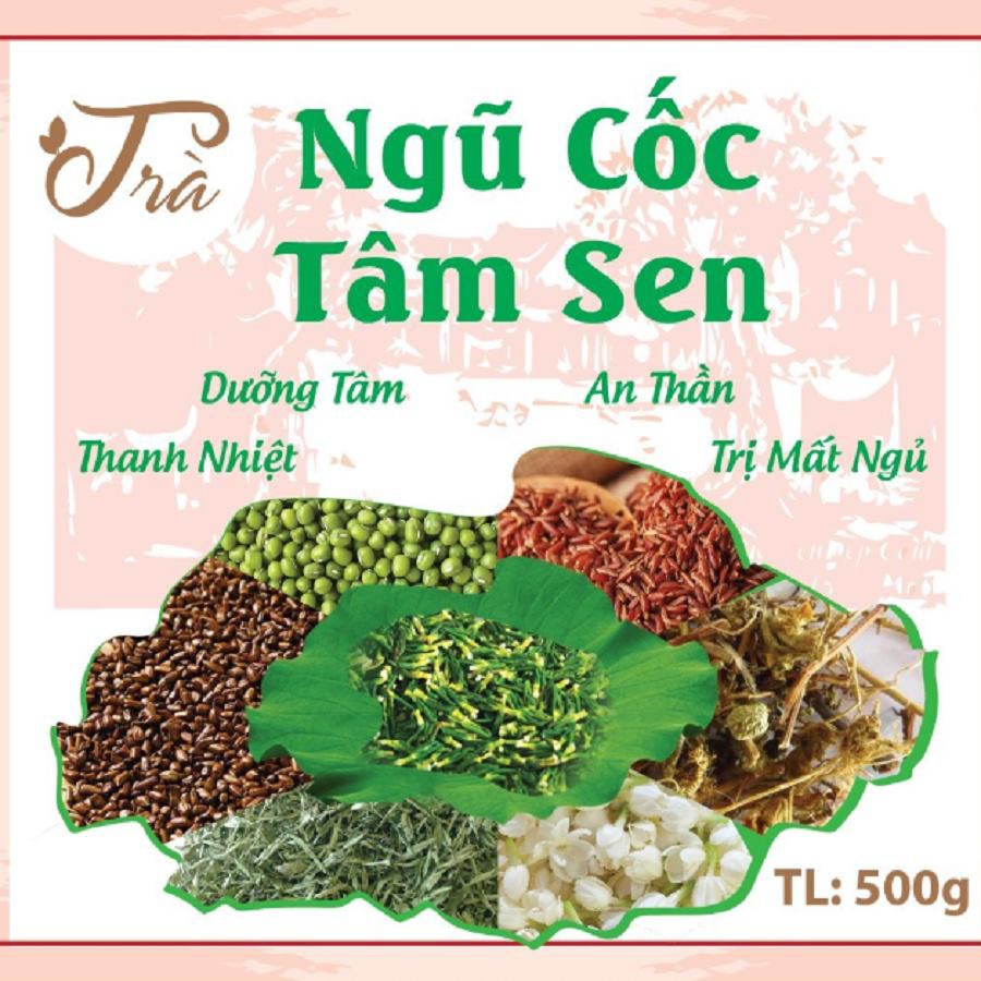 Trà Ngũ Cốc Tâm Sen Hộp 500g,  Mát Gan Thanh Nhiệt Cơ Thể Ngủ Ngon Dữ Dáng