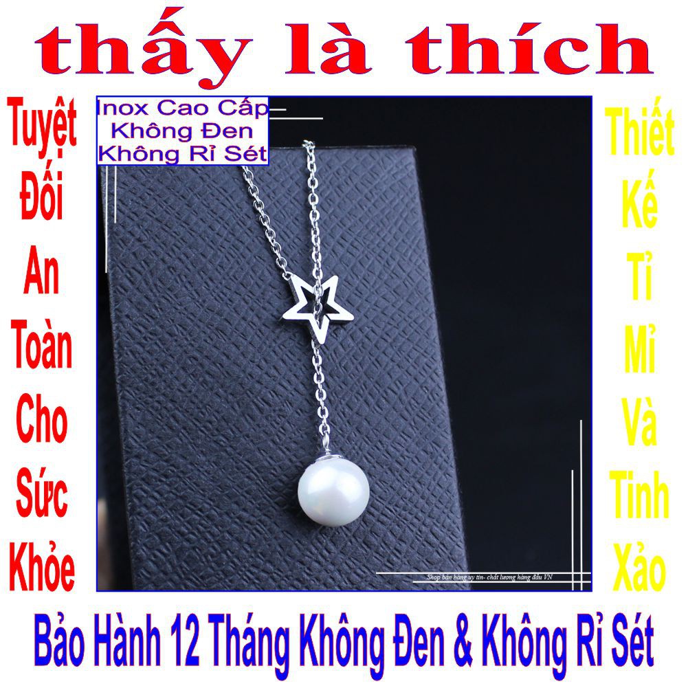 (Đảm bảo hạt đá khít đều đẹp) Vòng cổ ngôi sao 5 cánh rỗng rớt trái châu or hạt ngọc - Cam kết 1 đổi 1 nếu hoen,gỉ sét