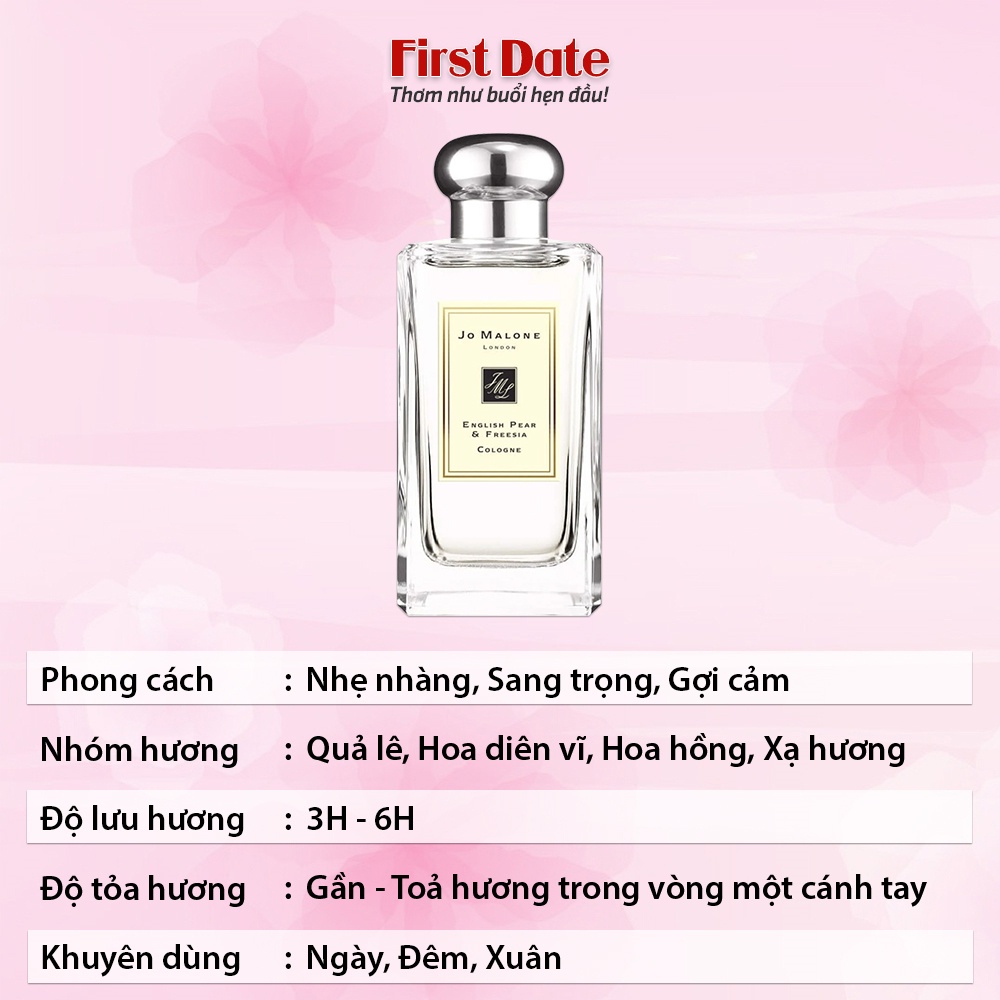 Nước hoa nữ Jo Malone English Pear & Freesia. Lưu hương lâu chính hãng 100% - Nhẹ nhàng, Sang trọng - First Date