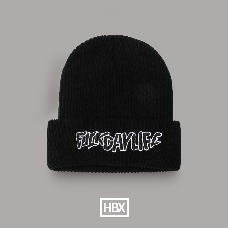 Mũ len dệt kim thêu họa tiết phong cách hiphop