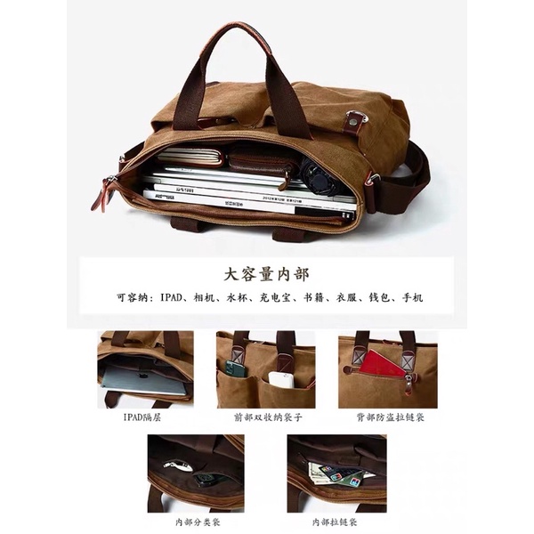 Cặp công sở nam 👜Túi đựng laptop dân văn phòng cao cấp vải canvas dày dặn sức chứa lớn | BigBuy360 - bigbuy360.vn