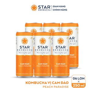 Lốc 6 lon nguyên vị - thức uống lên men bổ sung lợi khuẩn STAR KOMBUCHA (250ml/lon)