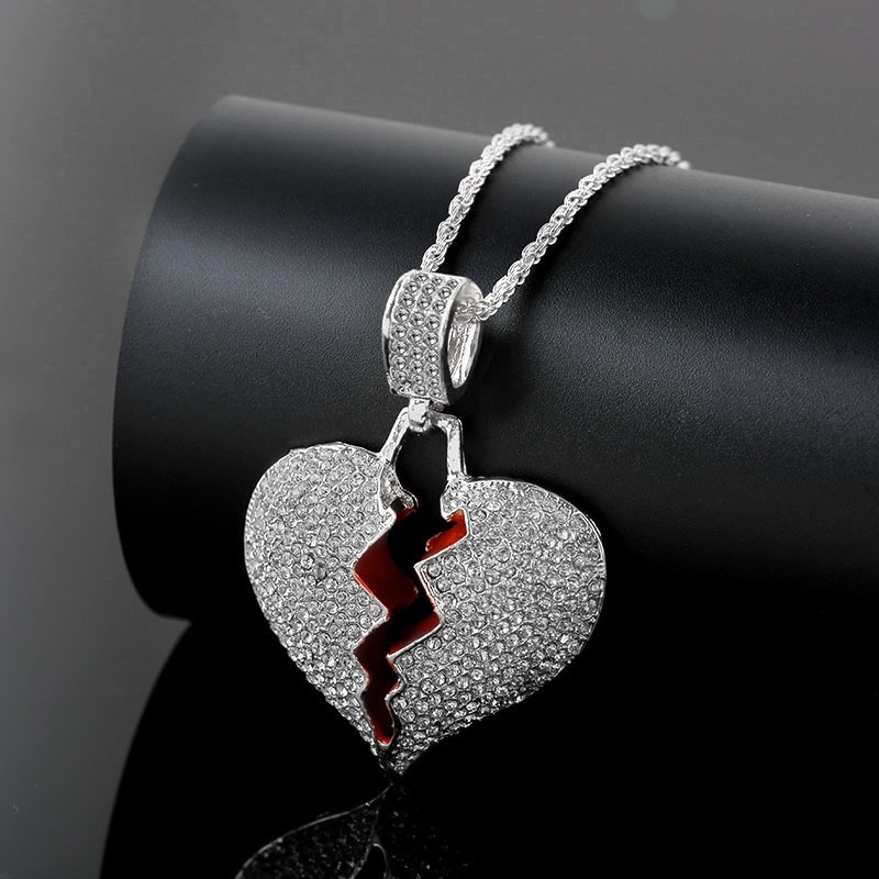 Vòng cổ Hợp Kim Dáng Dài Mặt Hình Trái Tim Vỡ Hợp Thời Trang Cho Nam Và Nữ