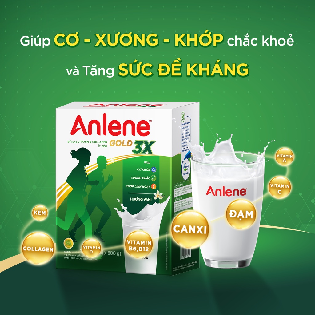 Combo 2 hộp sữa bột Anlene Gold Movepro Vani 1,2Kg/Hộp