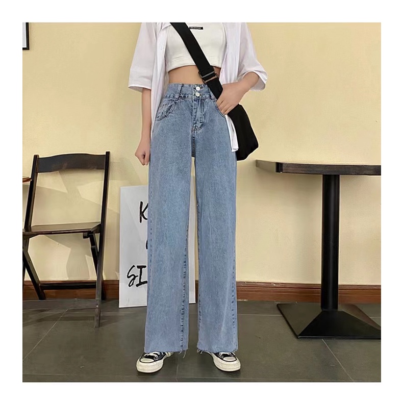 NRVP Quần Jean Dài Ống Rộng Thời Trang Hàn Quốc Cá Tính Cho Nữ