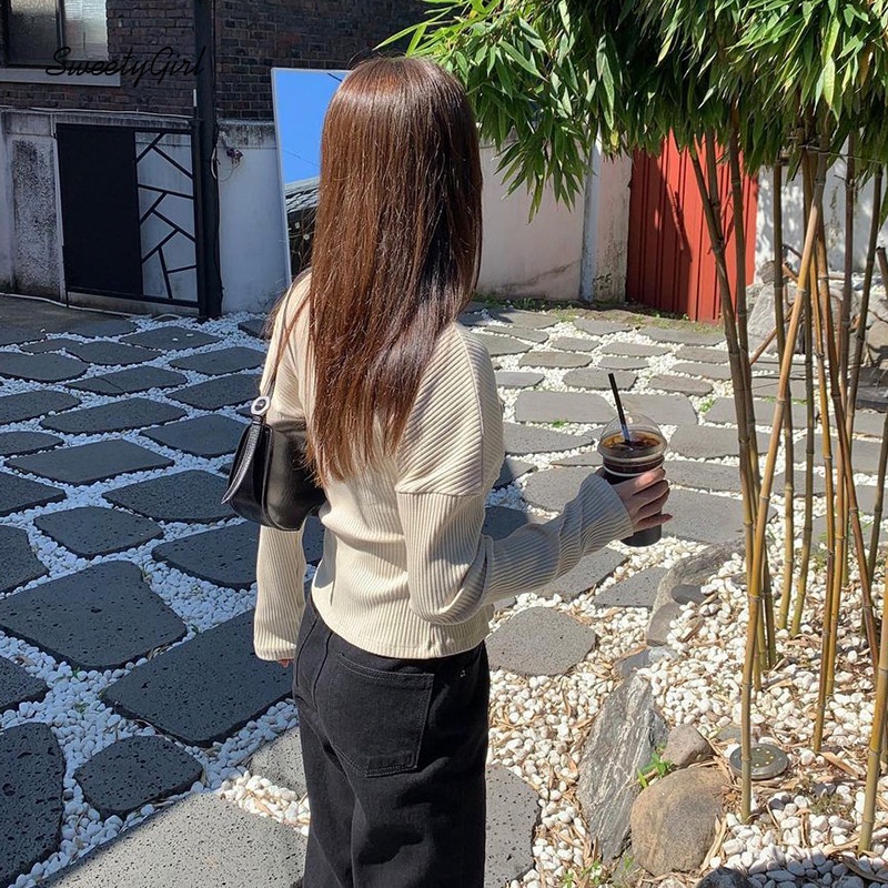 Áo Cardigan Dệt Kim Tay Dài Cổ Chữ V Cài Nút Màu Trơn Thời Trang Cho Nữ